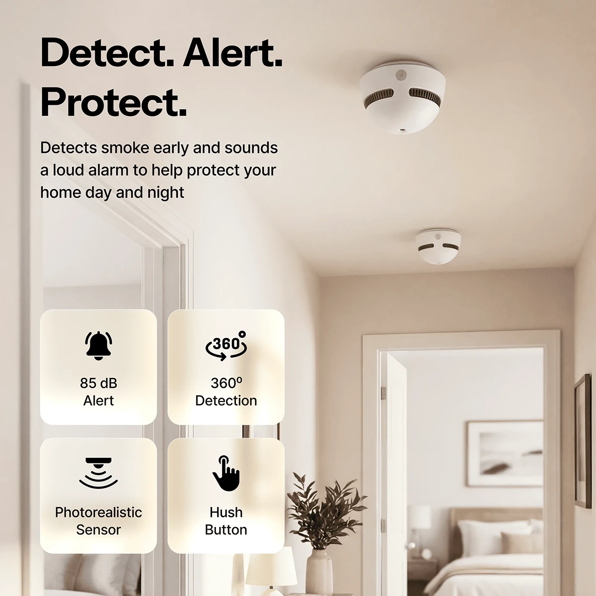 Smoke Detector with 360 Degree Detection and 85 dB Alert