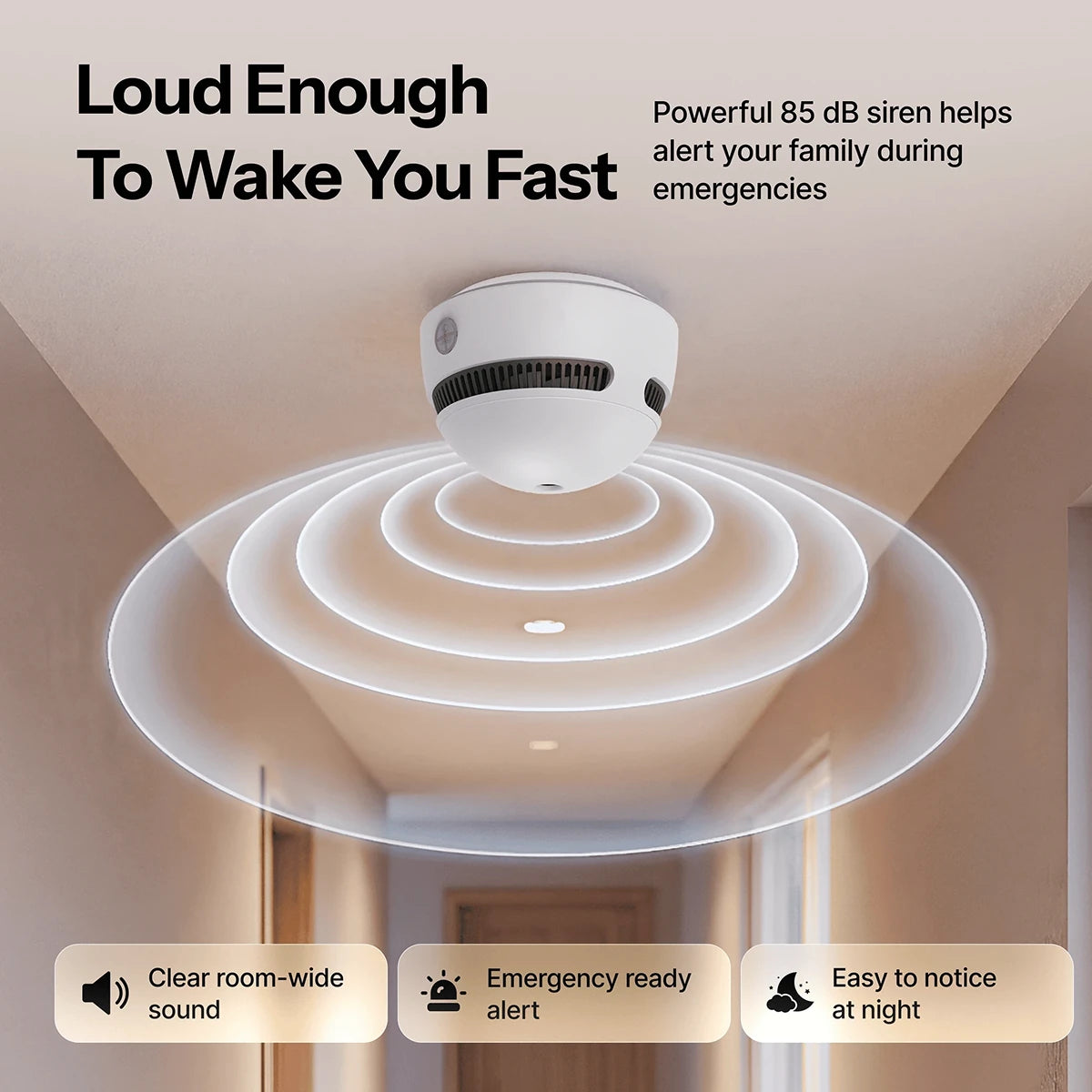 Smoke Detector with 360 Degree Detection and 85 dB Alert