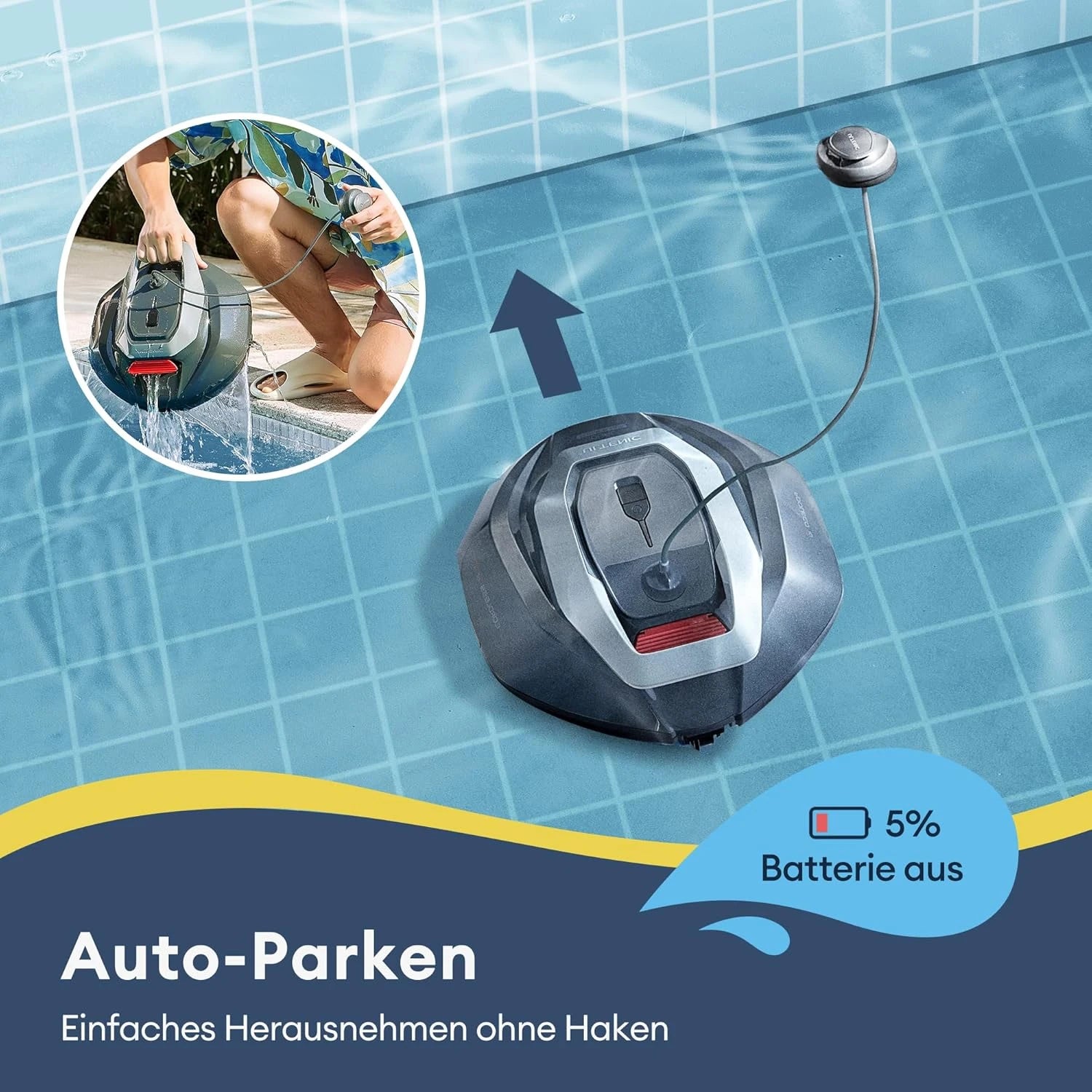 Robotic Pool Cleaner with Dual Motors, 90-Minute Runtime & 80 m² Range