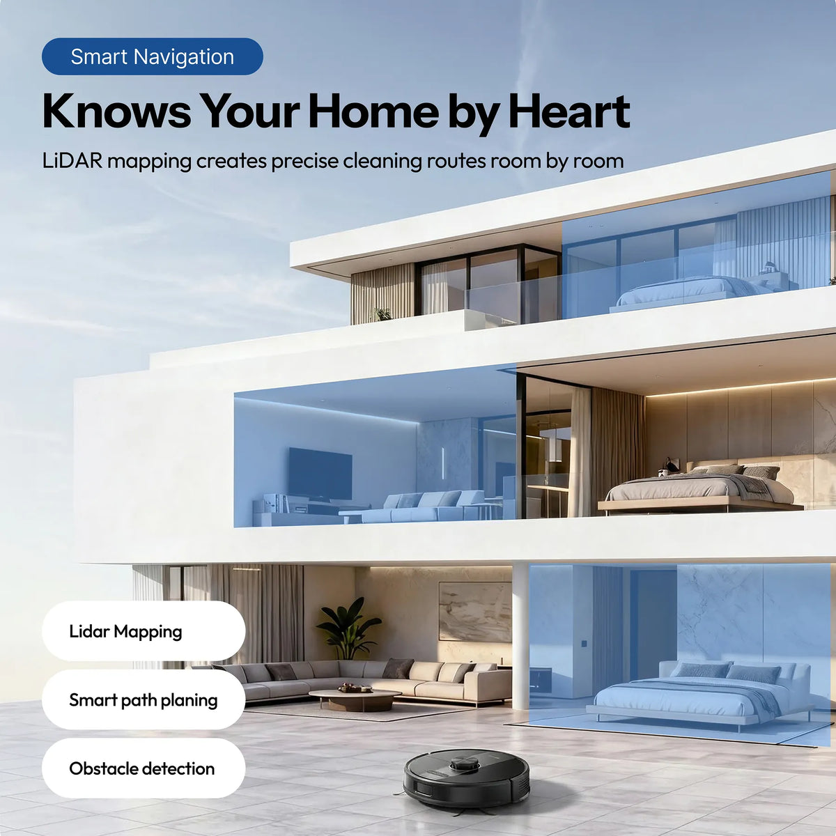 Robot Vacuum with 8,000 Pa, 200-Min Battery, 2-in-1 Vacuum & Mop – Great for Pet Hair