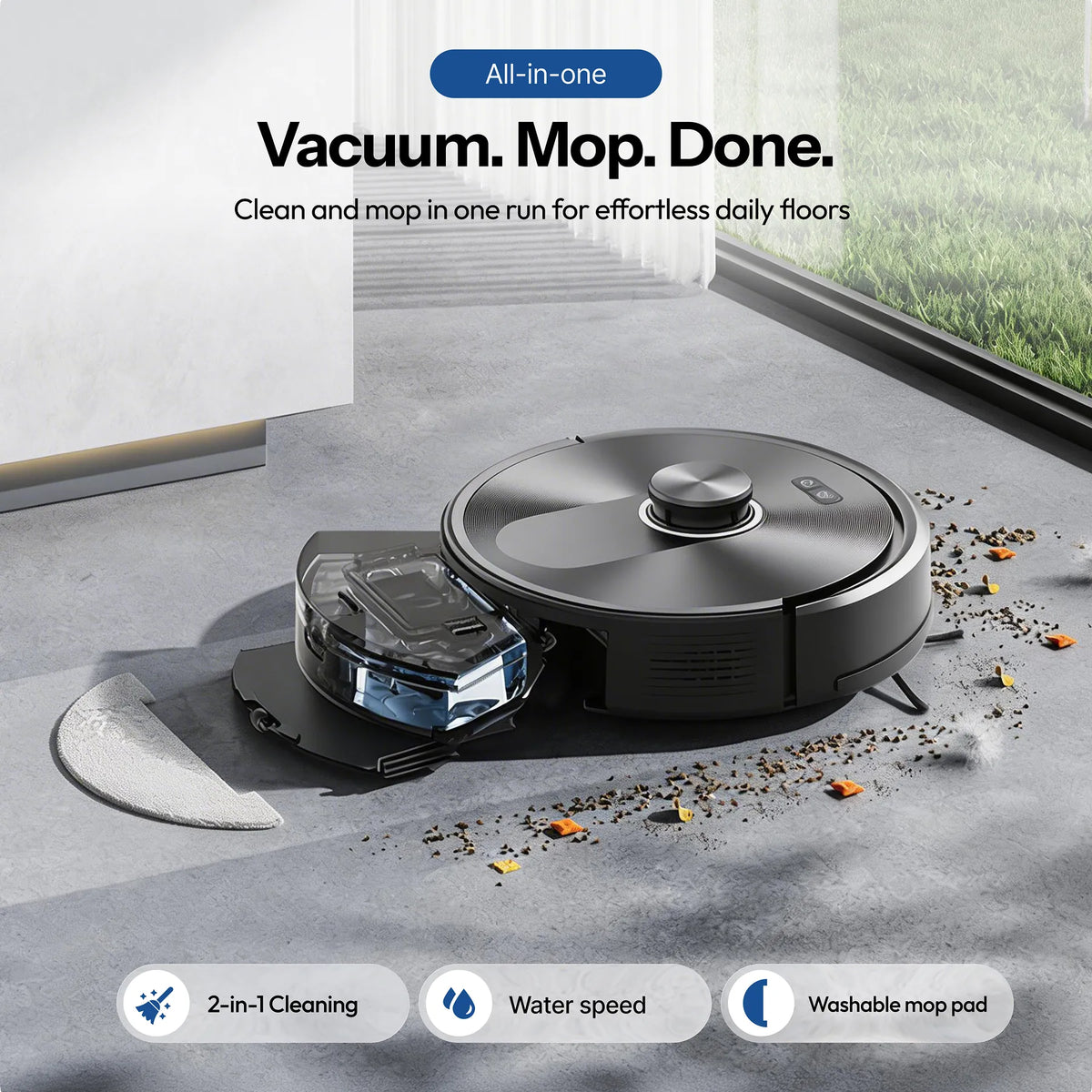 Robot Vacuum with 8,000 Pa, 200-Min Battery, 2-in-1 Vacuum & Mop – Great for Pet Hair