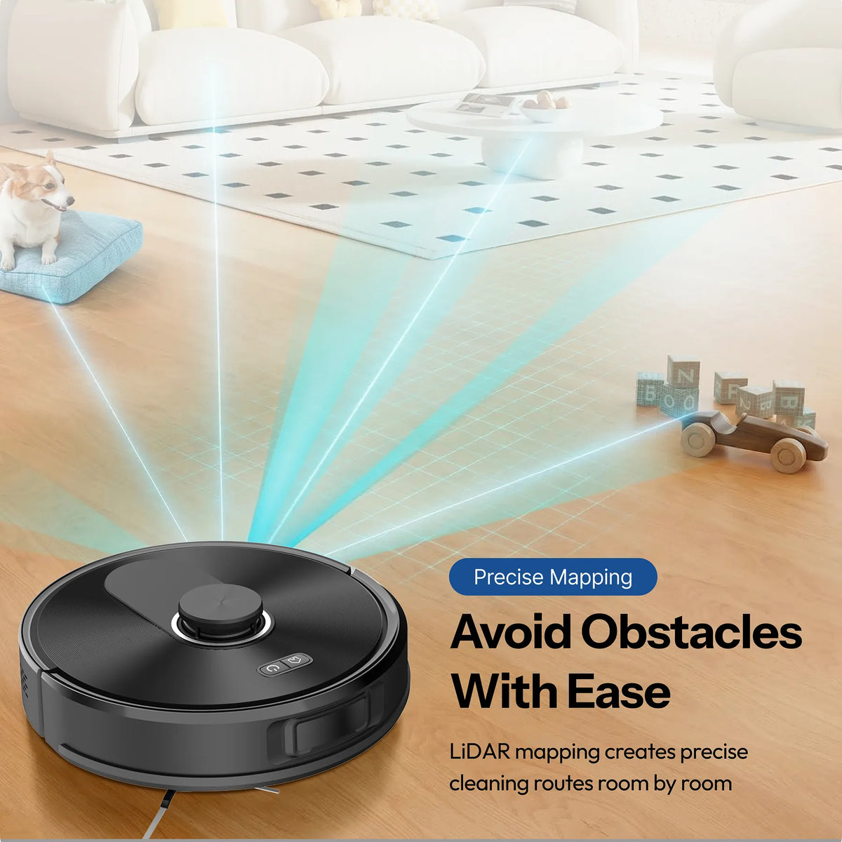 Robot Vacuum with 8,000 Pa, 200-Min Battery, 2-in-1 Vacuum & Mop – Great for Pet Hair