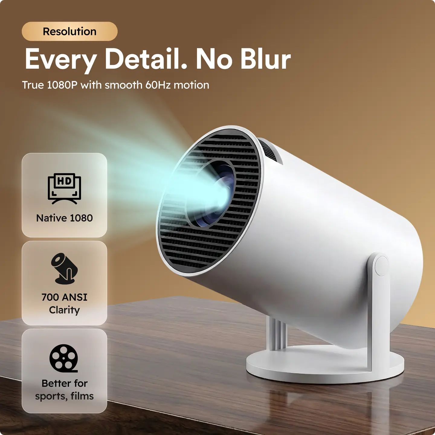Smart Mini-Beamer mit 1080P, 700 ANSI, WiFi 6