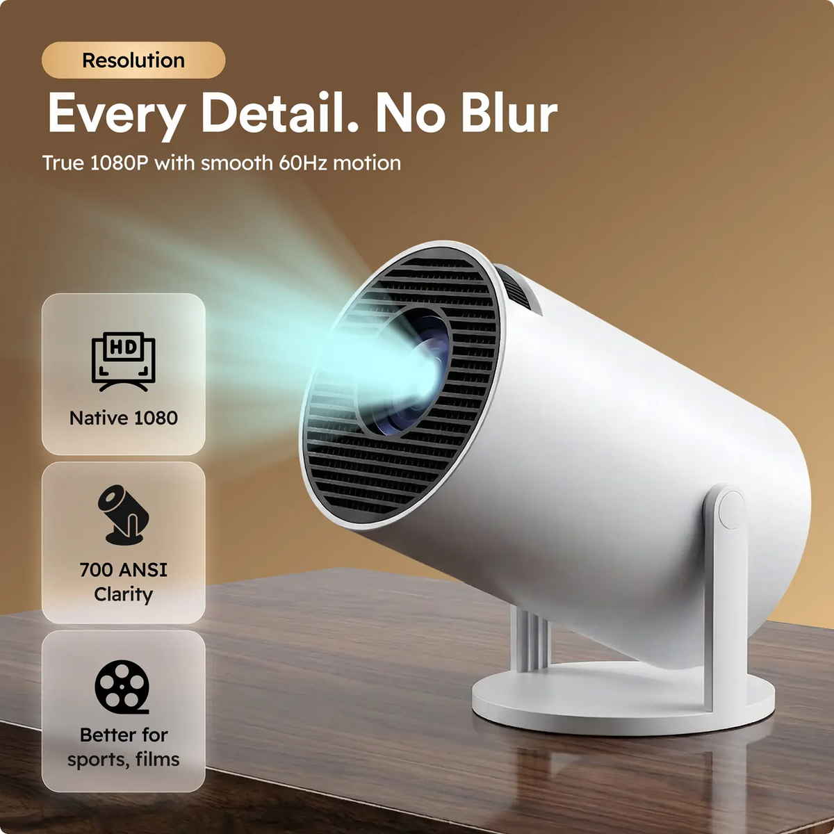 Smart Mini-Beamer mit 1080P, 700 ANSI, WiFi 6