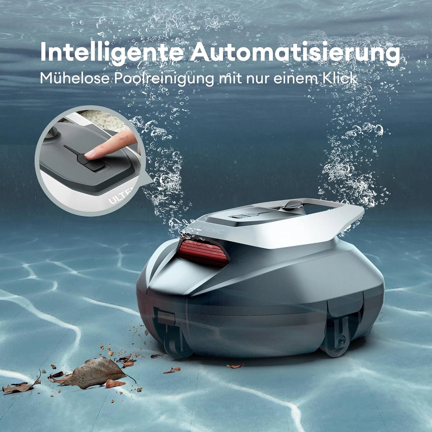 Robotic Pool Cleaner with Dual Motors, 90-Minute Runtime & 80 m² Range