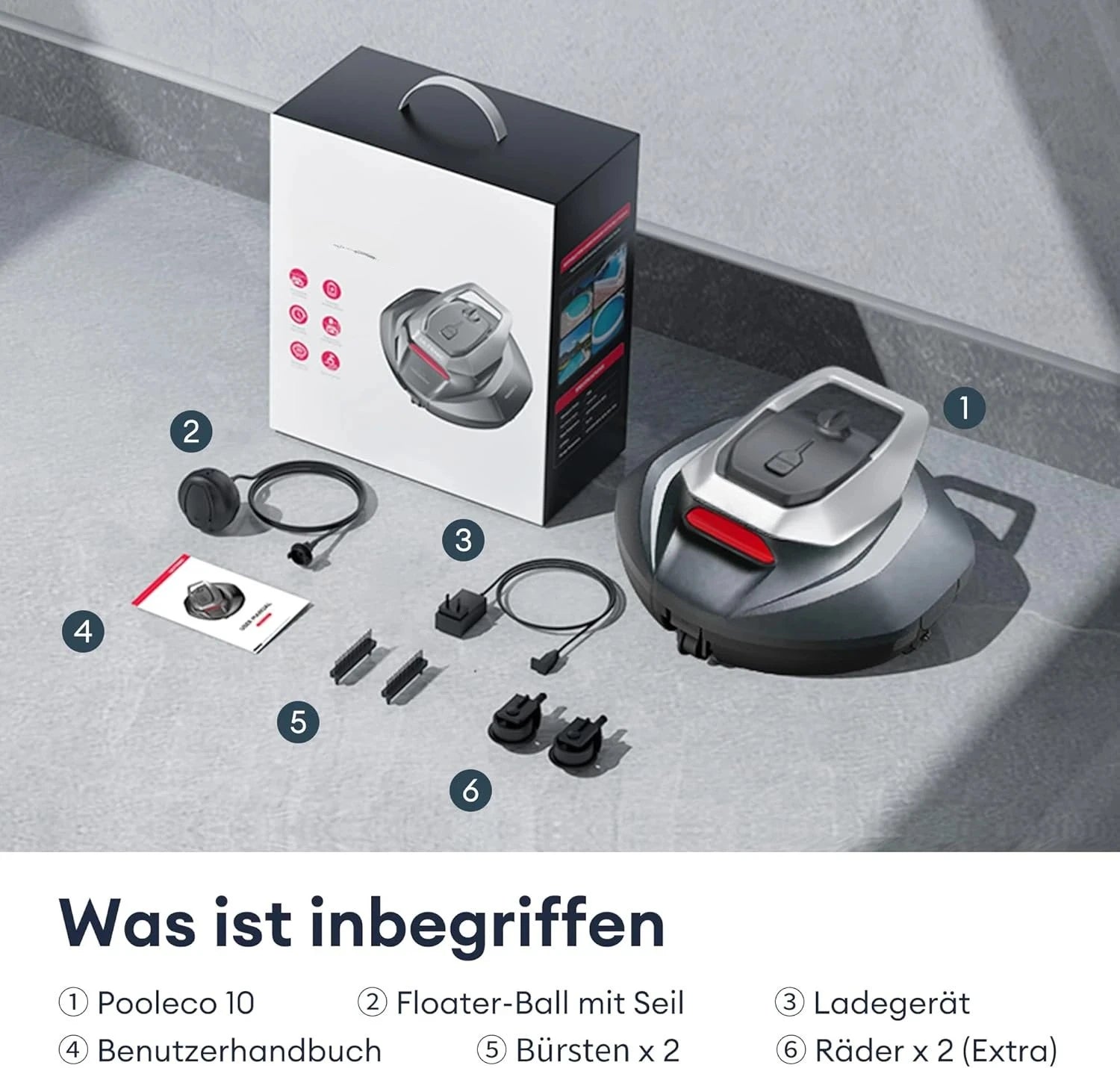 Robotic Pool Cleaner with Dual Motors, 90-Minute Runtime & 80 m² Range
