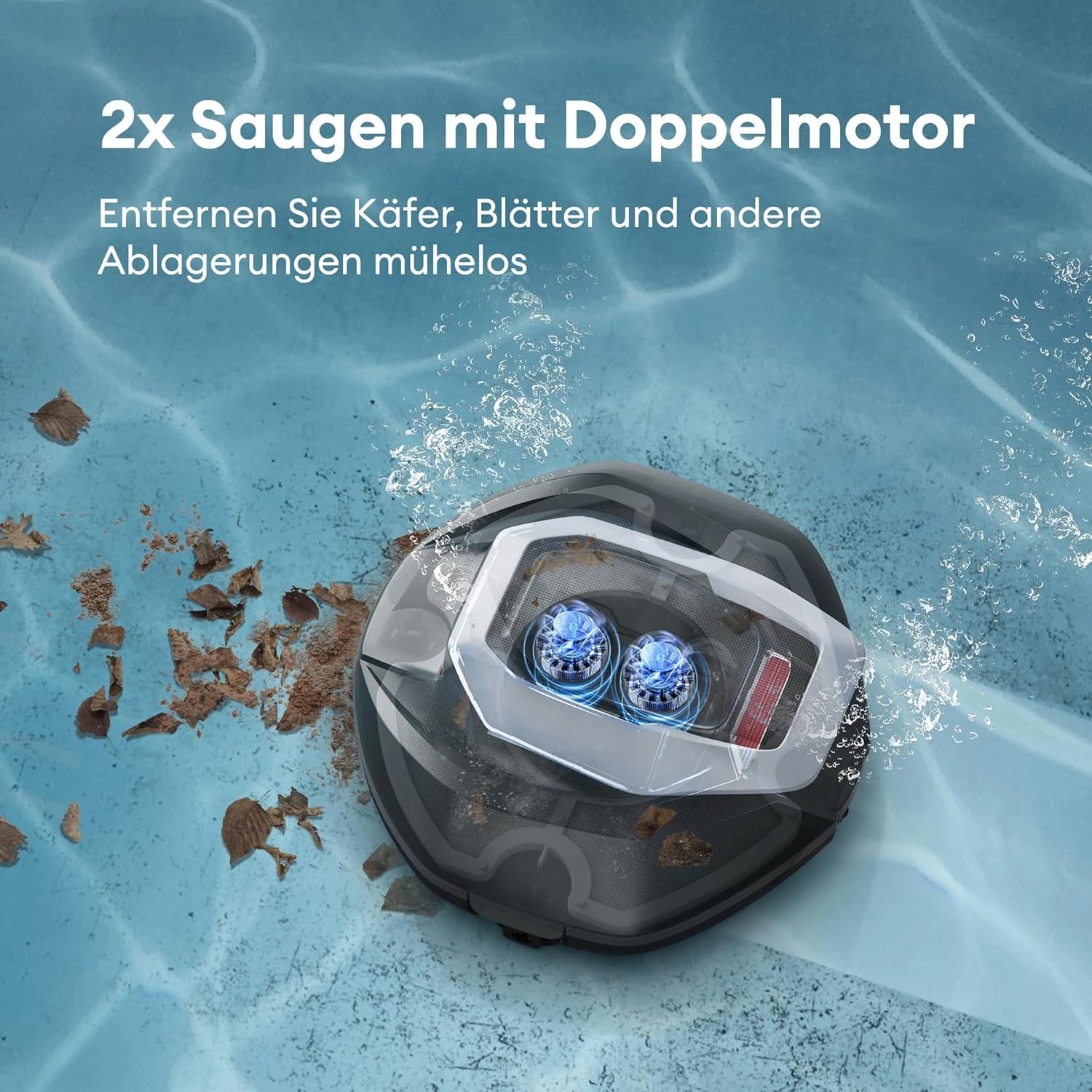 Robotic Pool Cleaner with Dual Motors, 90-Minute Runtime & 80 m² Range