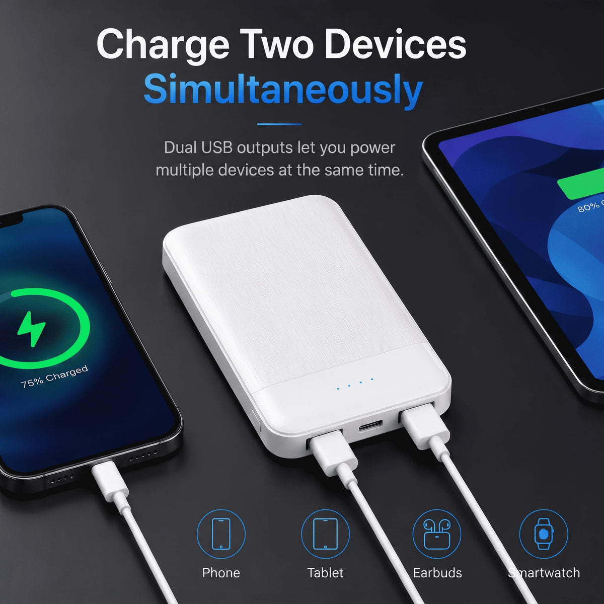 10000mAh Dual Port Portable USB Power Bank