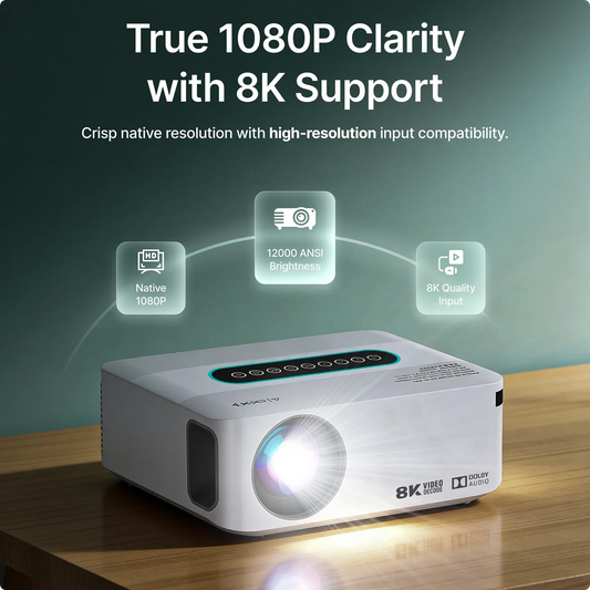 4K & 8K Support Projector with 5G WiFi, Bluetooth, 8.000+ Apps & Dolby Sound