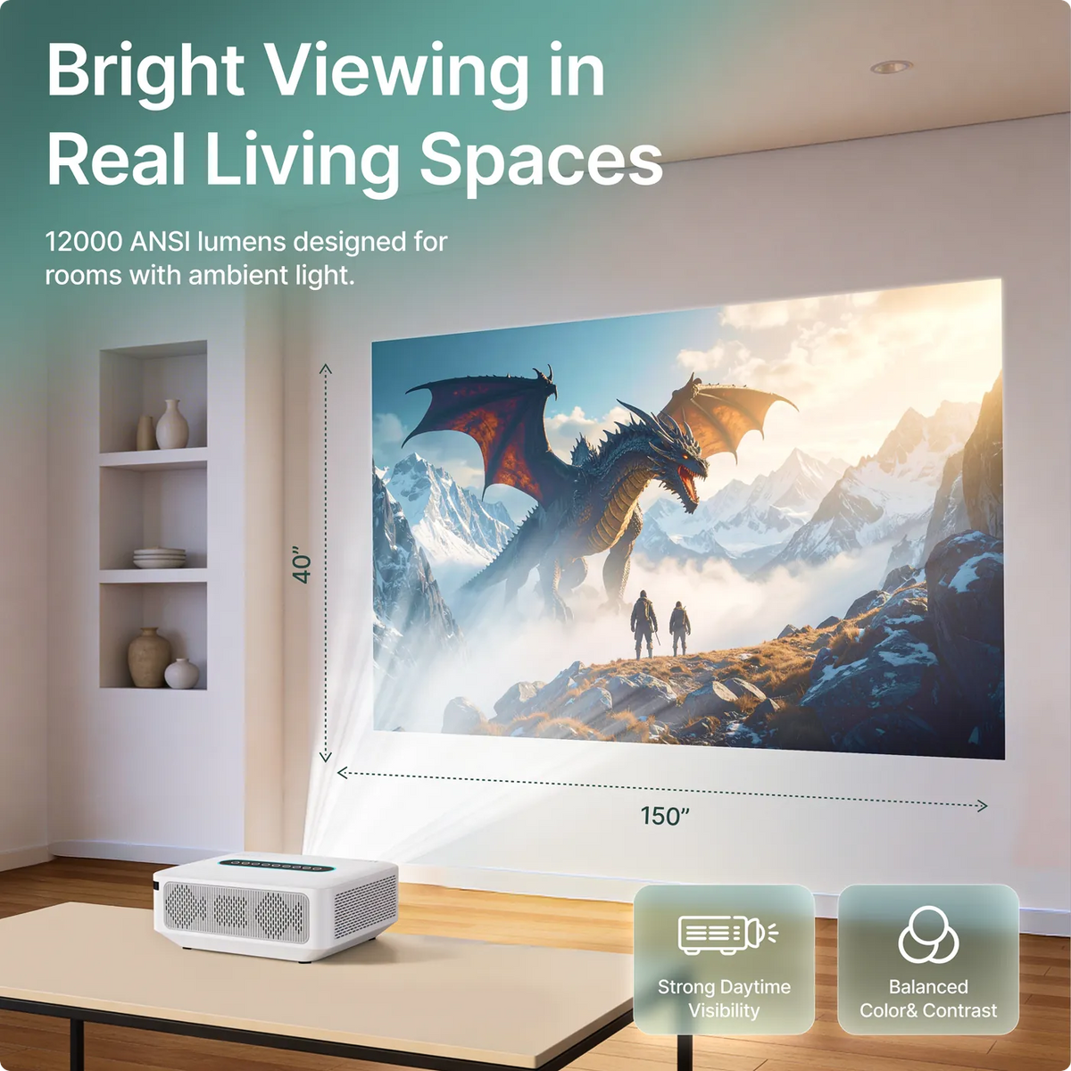 4K & 8K Support Projector with 5G WiFi, Bluetooth, 8.000+ Apps & Dolby Sound
