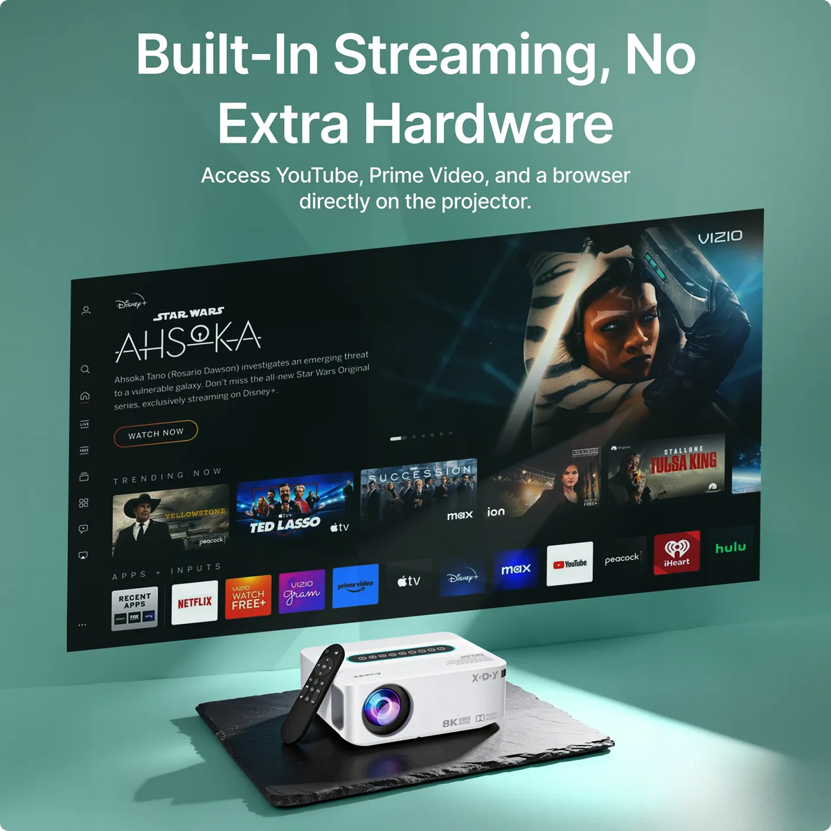 4K & 8K Support Projector with 5G WiFi, Bluetooth, 8.000+ Apps & Dolby Sound