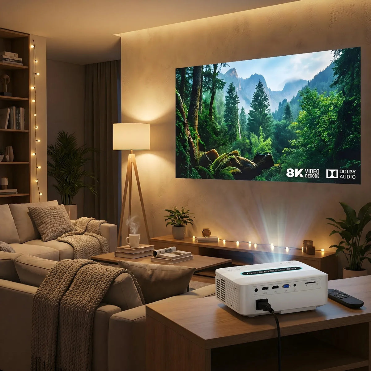 4K & 8K Support Projector with 5G WiFi, Bluetooth, 8.000+ Apps & Dolby Sound