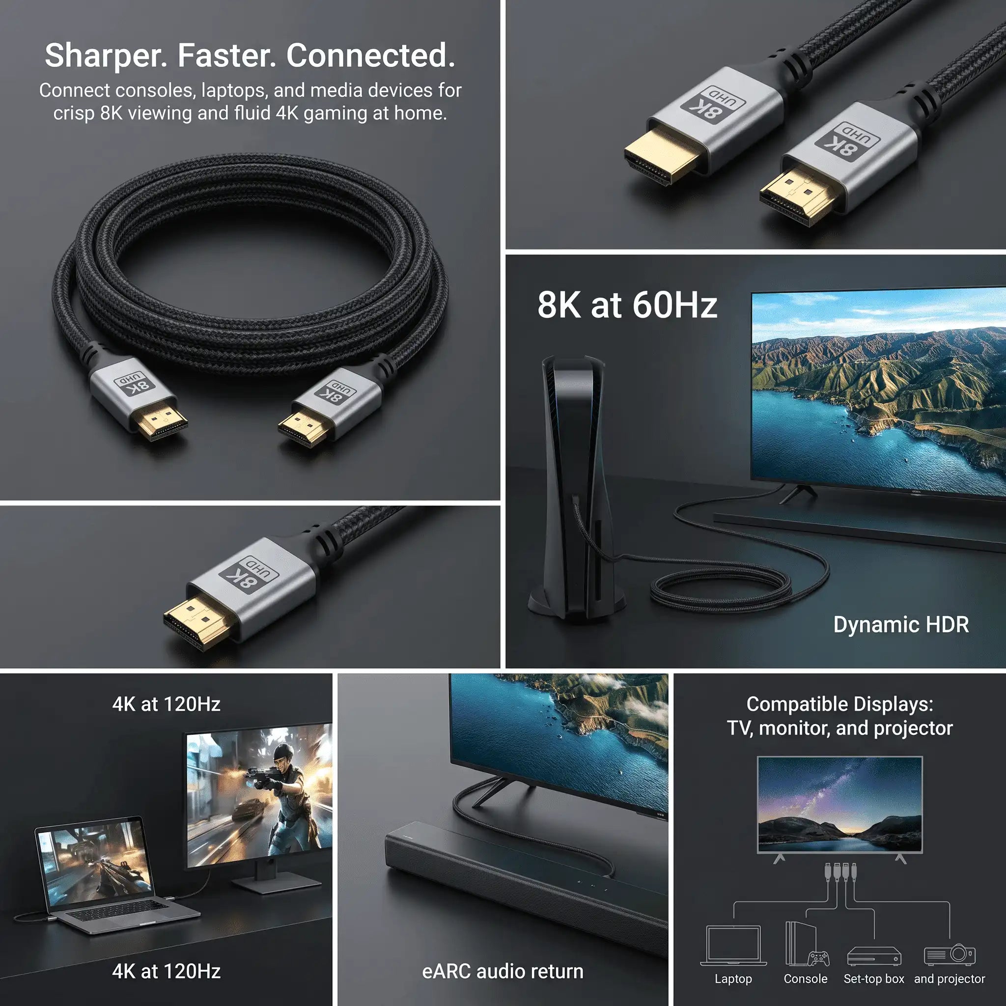 8K HDMI 2.1 Nylon Braided Cable