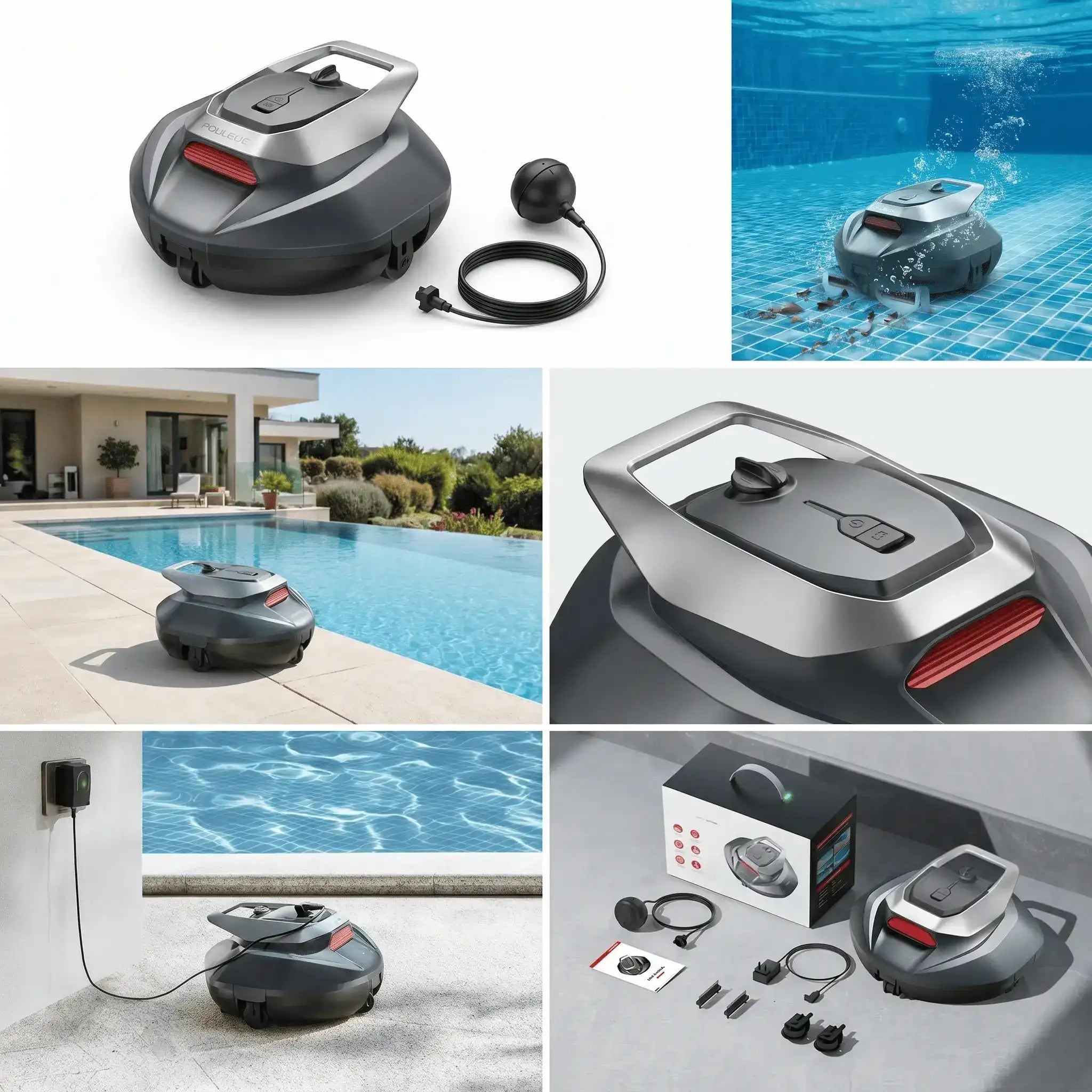 Robotic Pool Cleaner with Dual Motors, 90-Minute Runtime & 80 m² Range