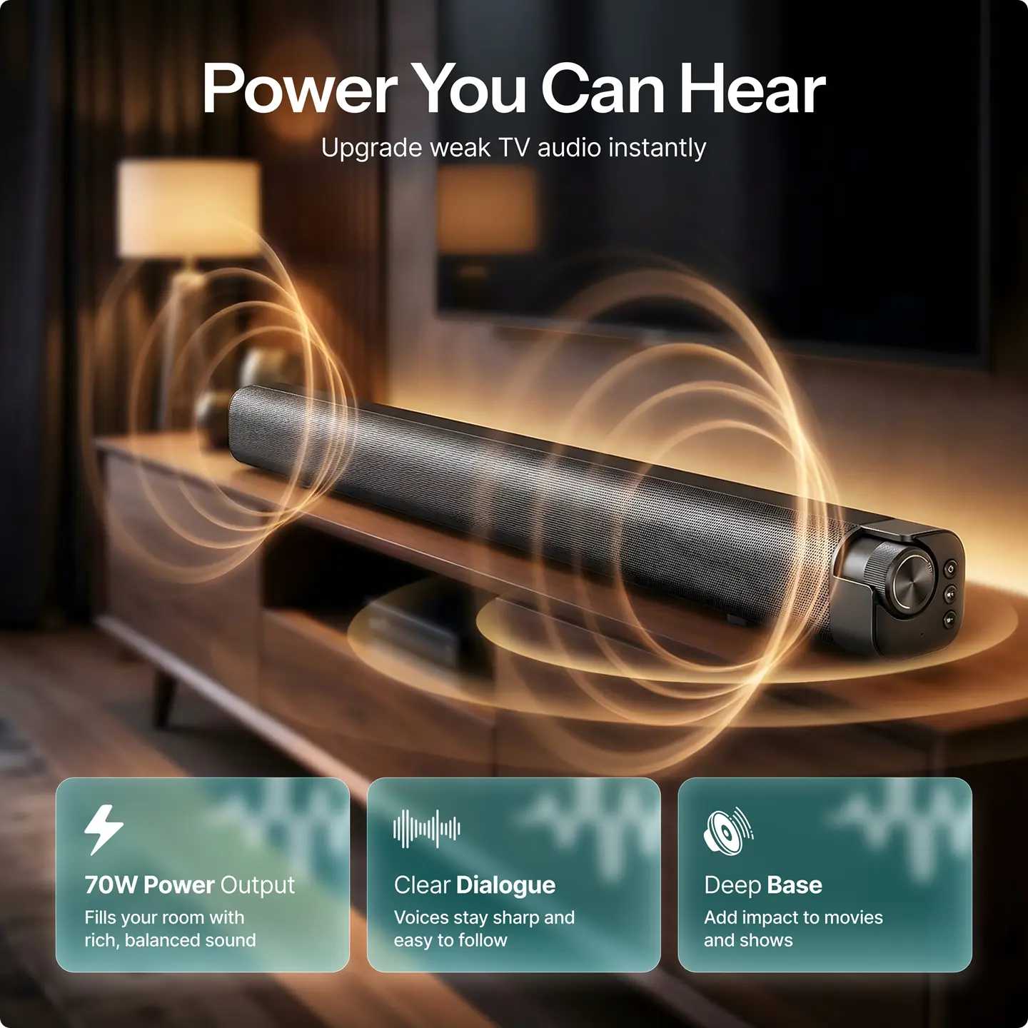 Soundbar Pro S2 for TV, PC, Laptop & Home Cinema with Bluetooth 5.0 streaming & Subwoofer-Surround-Sound