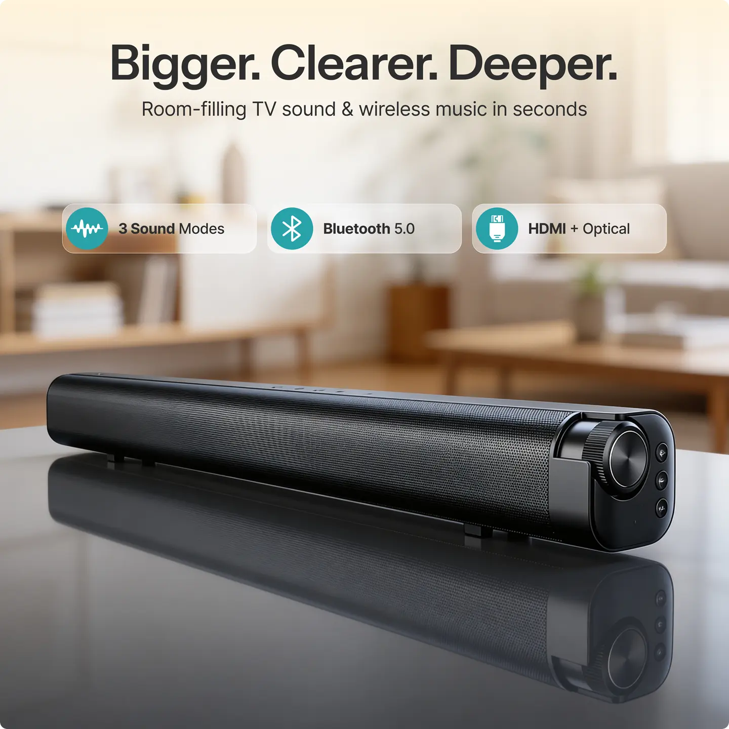 Soundbar Pro S2 for TV, PC, Laptop & Home Cinema with Bluetooth 5.0 streaming & Subwoofer-Surround-Sound