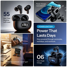 True Wireless In-Ear Earbuds, Bluetooth 5.3, 55 Hour Battery