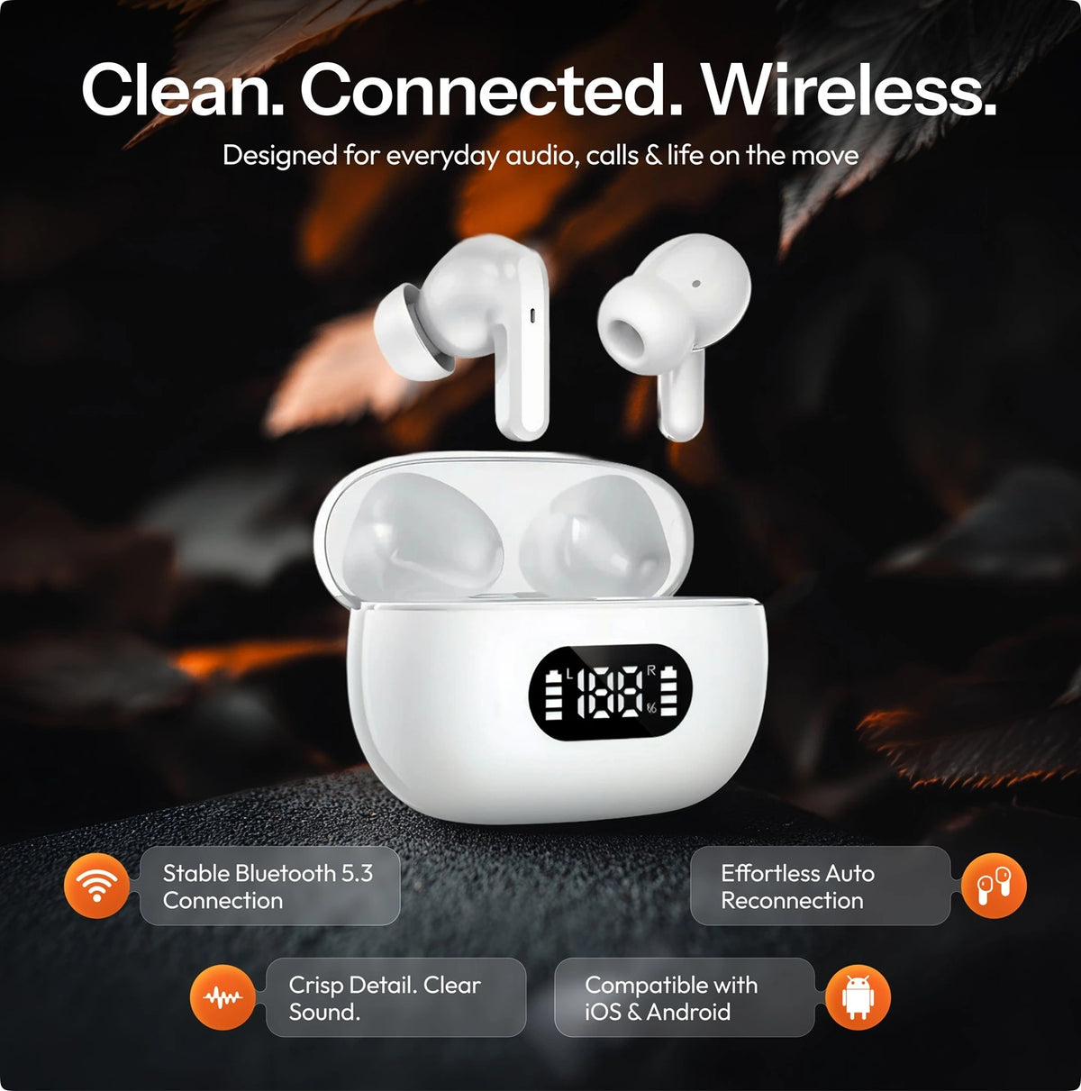 True Wireless In-Ear Earbuds, Bluetooth 5.3, 55 Hour Battery